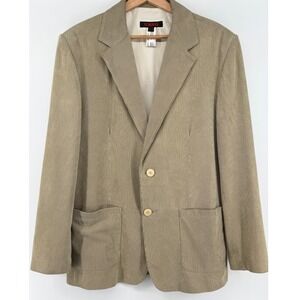 Torras Striped Leather Blazer Two Button Closure Yellow Color Jacket Size 42 846